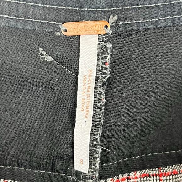 Free People Wide Leg Plaid Pants Preppy Dark Academia Oversized Gray Red Size 8 - Picture 7 of 9